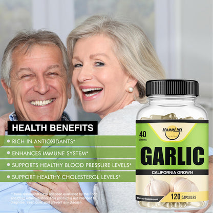 Happi Mi Garlic Capsules 2400mg – Organic California Garlic, Immune Support