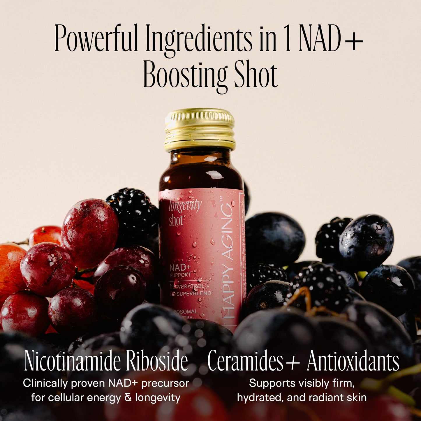 Happy Aging Liquid NAD+ Shot – Liposomal NR, Resveratrol, Antioxidants | 10 Shots