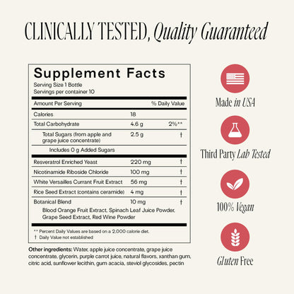 Happy Aging Liquid NAD+ Shot – Liposomal NR, Resveratrol, Antioxidants | 10 Shots