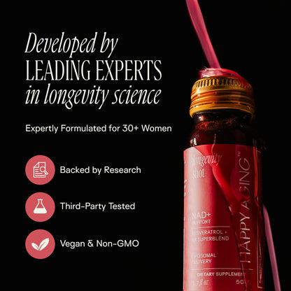 Happy Aging Liquid NAD+ Shot – Liposomal NR, Resveratrol, Antioxidants | 10 Shots
