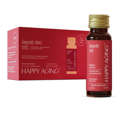 Happy Aging Liquid NAD+ Shot – Liposomal NR, Resveratrol, Antioxidants | 10 Shots
