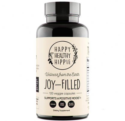 Joy-Filled Mood Support Supplement — 7-Herb Complex w/St. John's Wort (120 Ct) | Plant-Based Mood & Stress Support | Happy Healthy Hippie