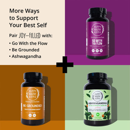 Joy-Filled Mood Support Supplement — 7-Herb Complex w/St. John's Wort (120 Ct) | Plant-Based Mood & Stress Support | Happy Healthy Hippie