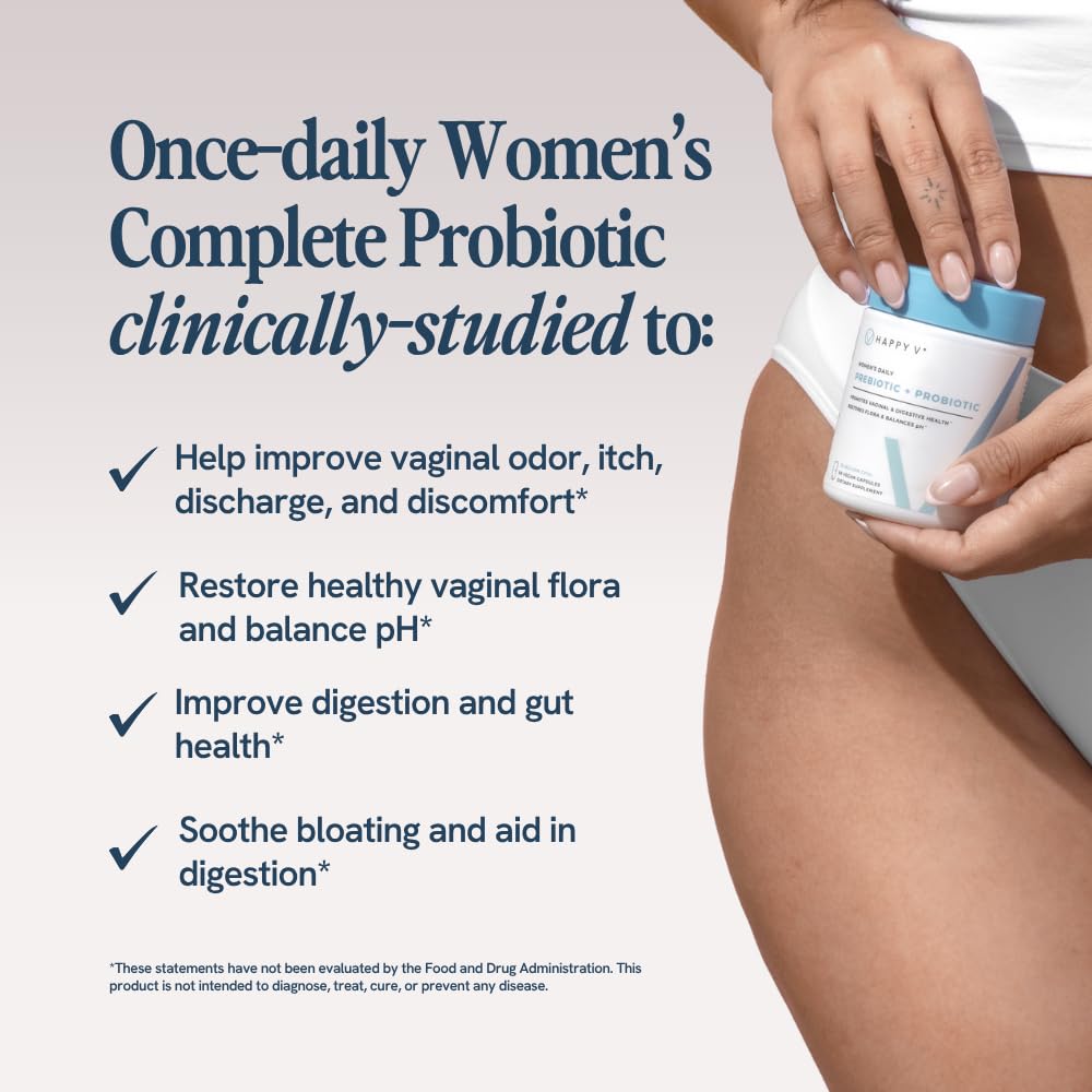 Happy V Dr. Formulated Vaginal Probiotics for Women – pH Balance, Urinary & Gut Support