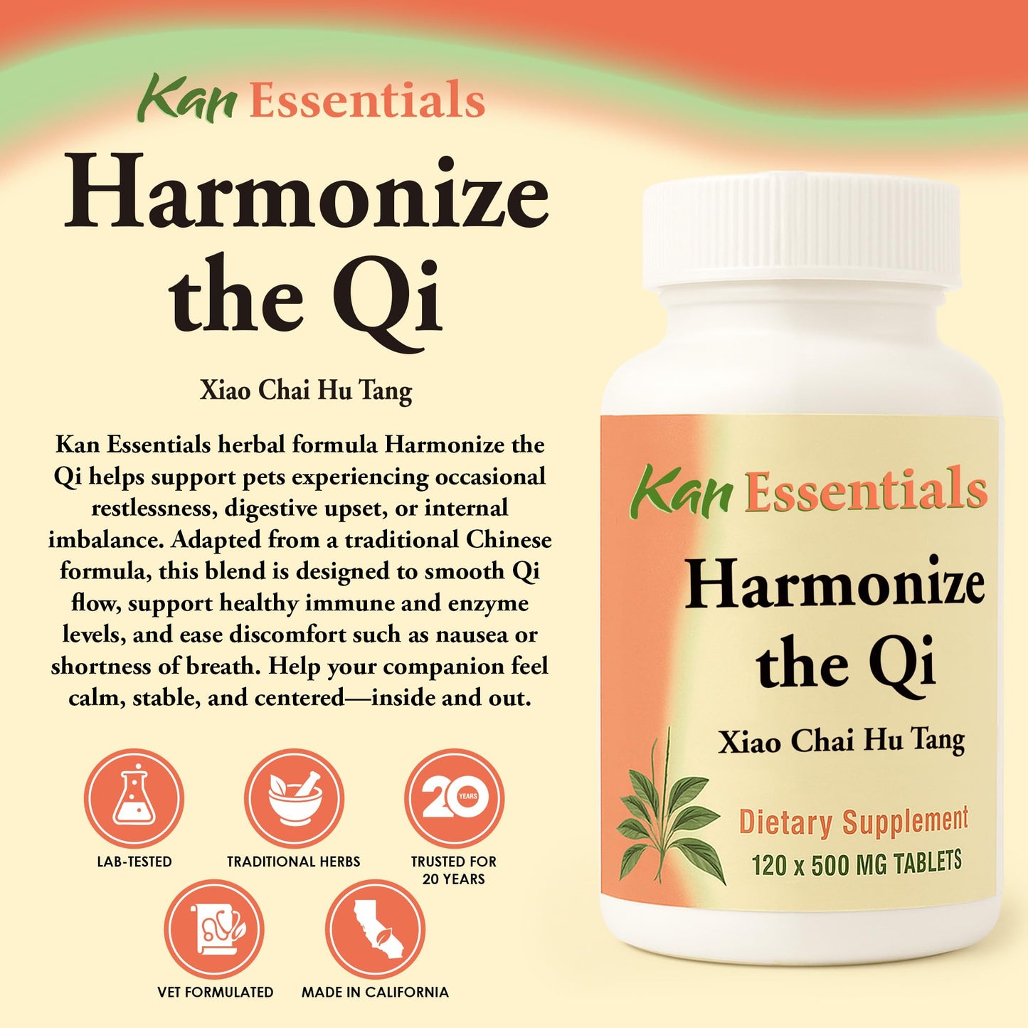 Harmonize the Qi 120 Tabs by Kan Herbs | Manufacturer Sealed Package