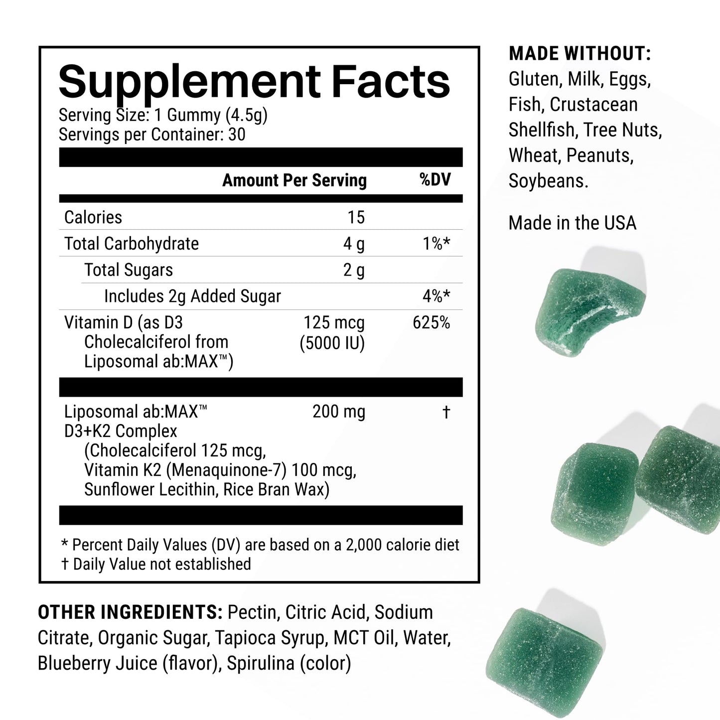 Haroutine Liposomal Vitamin D3 + K2 Gummies – Mixed Berry, 5000 IU D3 & 100 mcg MK-7, Non-GMO, 30 Servings
