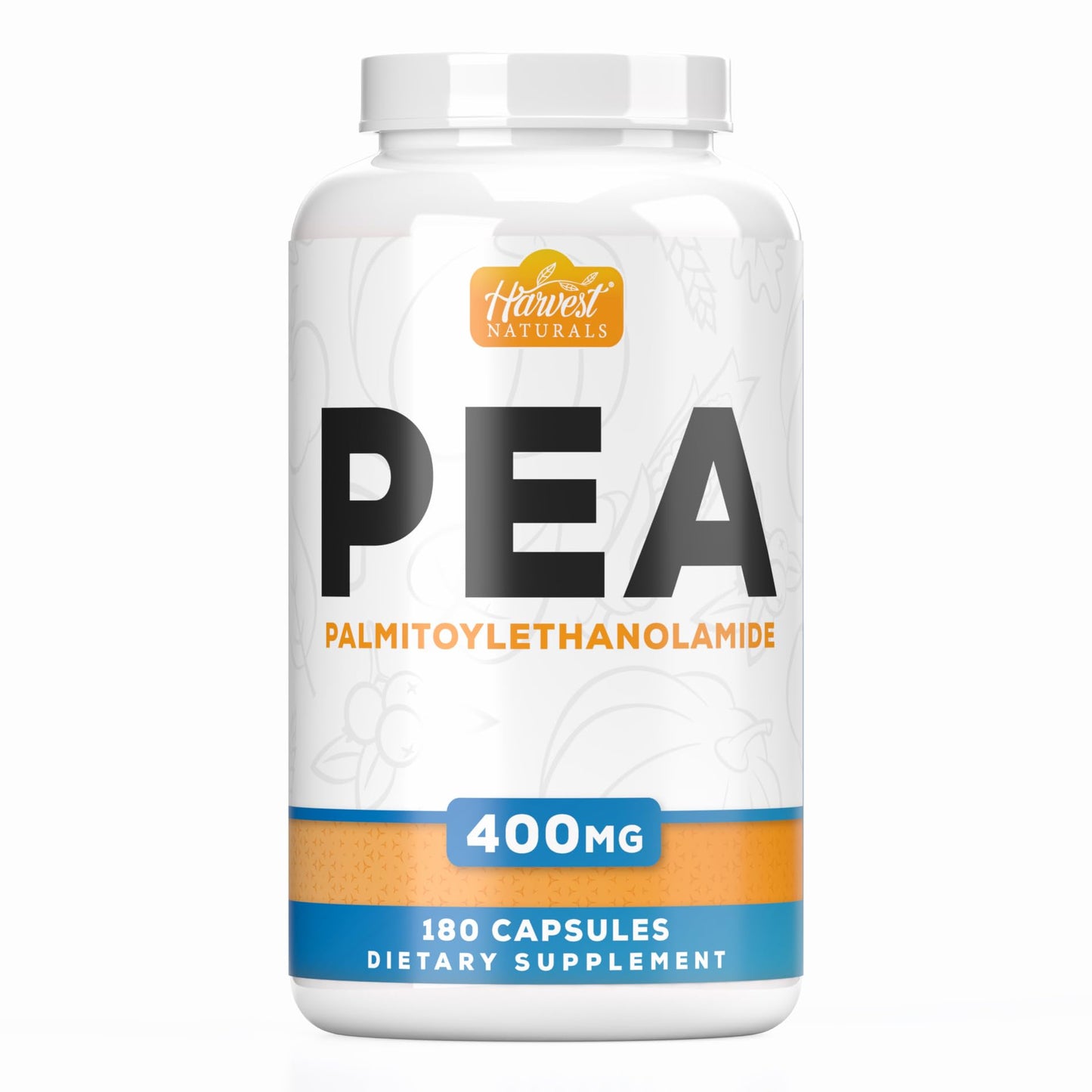 HARVEST NATURALS Palmitoylethanolamide (PEA) Capsules 400mg | 180 Count | Inflammation & Discomfort Support | Lab Tested Ingredients