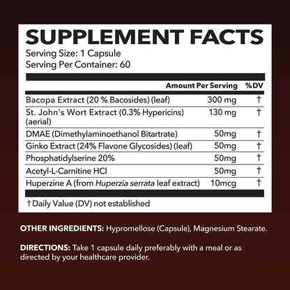 HAVASU NUTRITION NeuroIGNITE Brain Supplement — Memory & Focus, 60 Count, 2-Month Non-GMO Capsules
