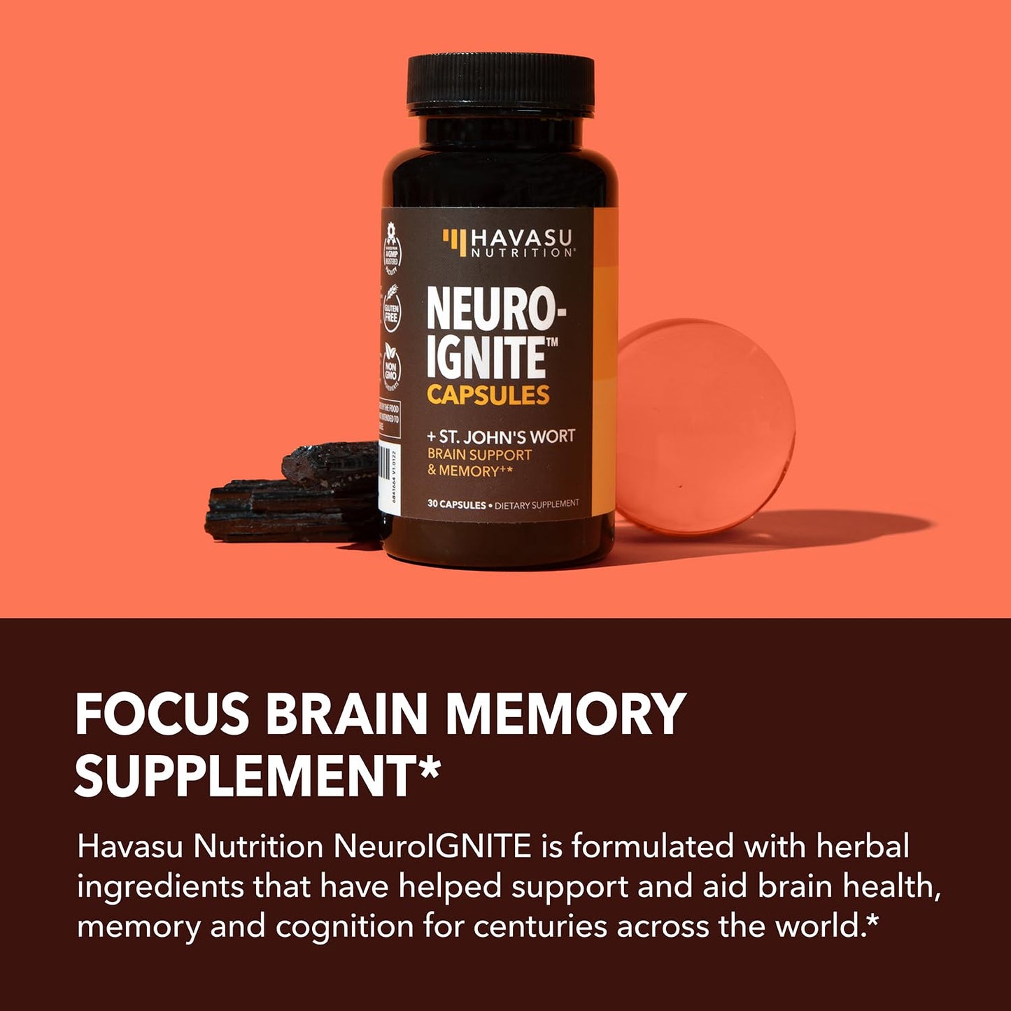 HAVASU NUTRITION NeuroIGNITE Brain Supplement — Memory & Focus, 60 Count, 2-Month Non-GMO Capsules