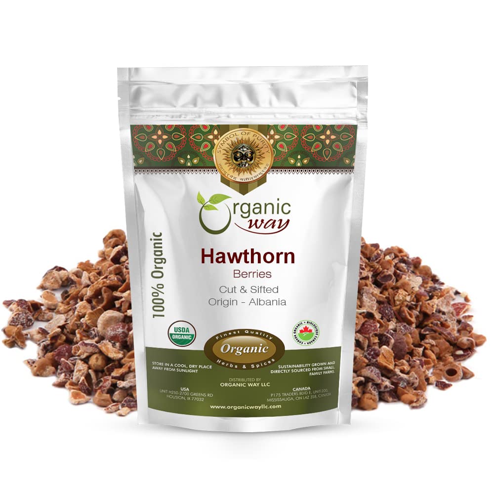 Organic Hawthorn Berries Cut & Sifted (Crataegus monogyna) – European Wild-Harvest, Albania | Kosher, Vegan, Non-GMO | 1 lb