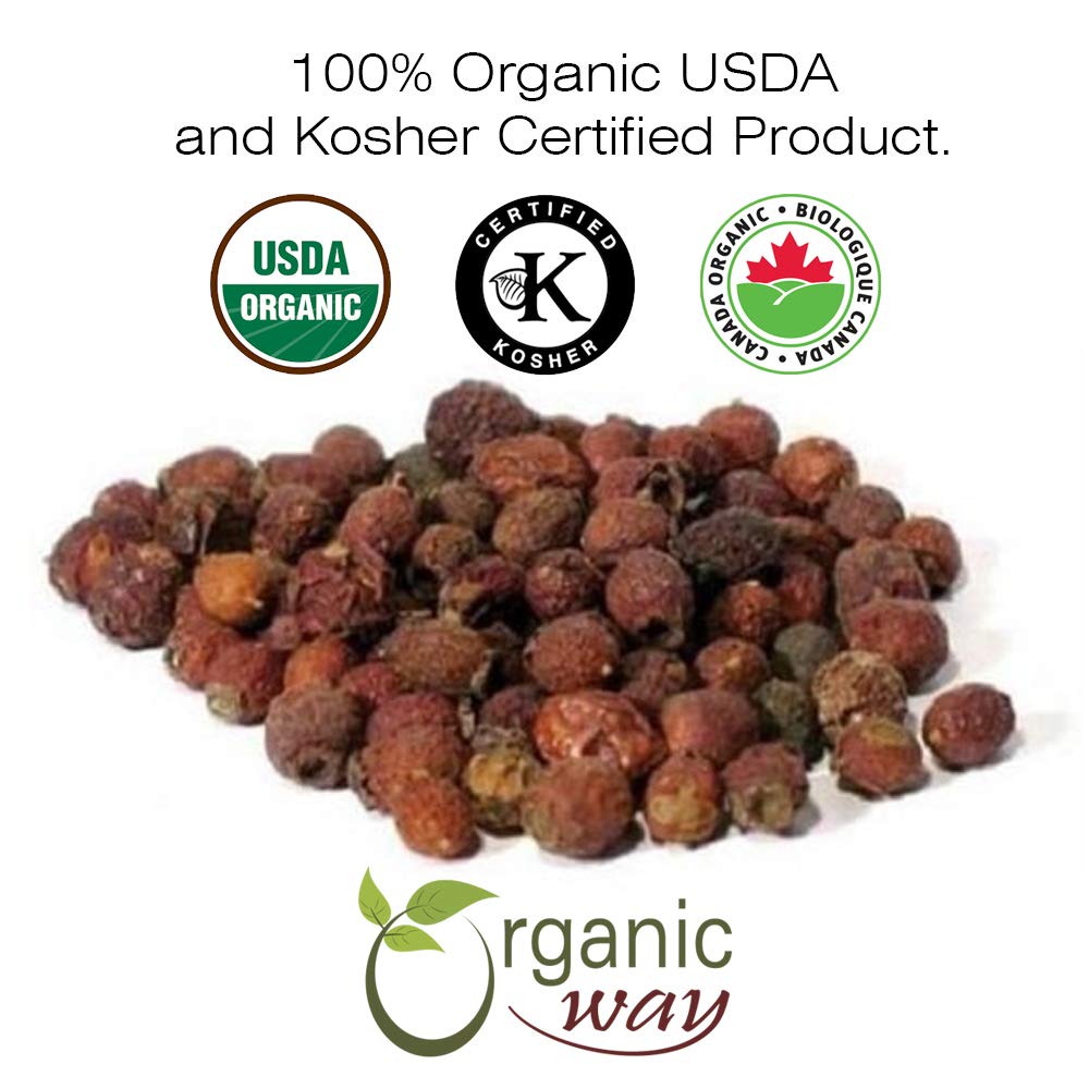 Organic Way Hawthorn Berries Cut & Sifted (Crataegus monogyna) – Albania, 4 oz | USDA Kosher | Vegan | Non-GMO | Gluten Free