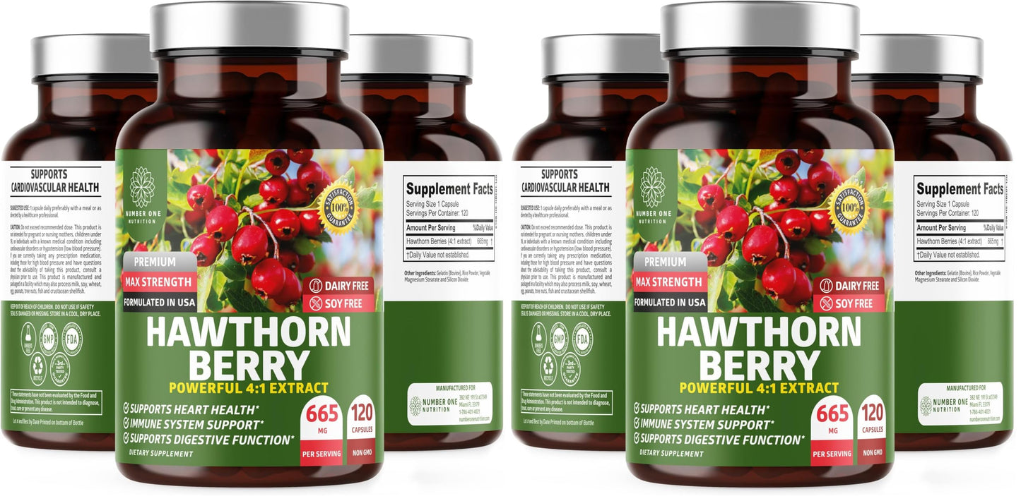 N1N Premium Hawthorn Berry Capsules – Max Strength 2660mg, 120 Caps (Pack of 2)