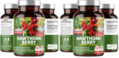 N1N Premium Hawthorn Berry Capsules – Max Strength 2660mg, 120 Caps (Pack of 2)