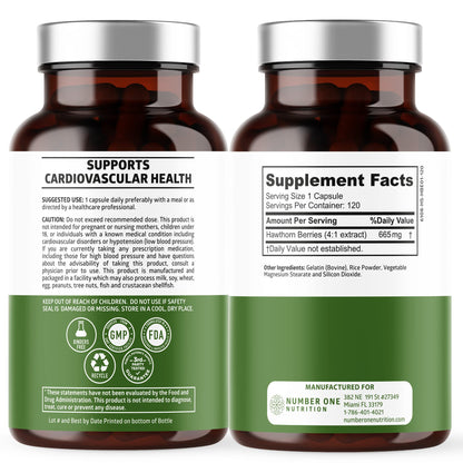 N1N Premium Hawthorn Berry Capsules – Max Strength 2660mg, 120 Caps (Pack of 2)