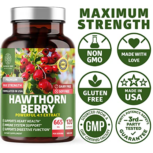 N1N Premium Hawthorn Berry Capsules – Max Strength 2660mg, 120 Caps (Pack of 2)