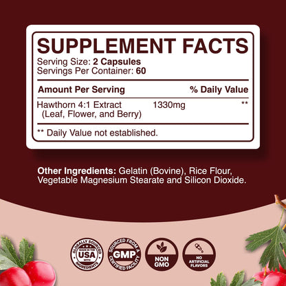 High Strength Hawthorn Berry Capsules – Heart Health & Digestion (120 Count)