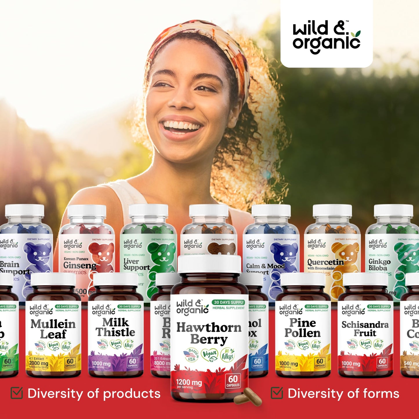 Wild & Organic Hawthorn Berry Capsules 1200 mg – 60 Count | Overall Support, Vegan, Non-GMO