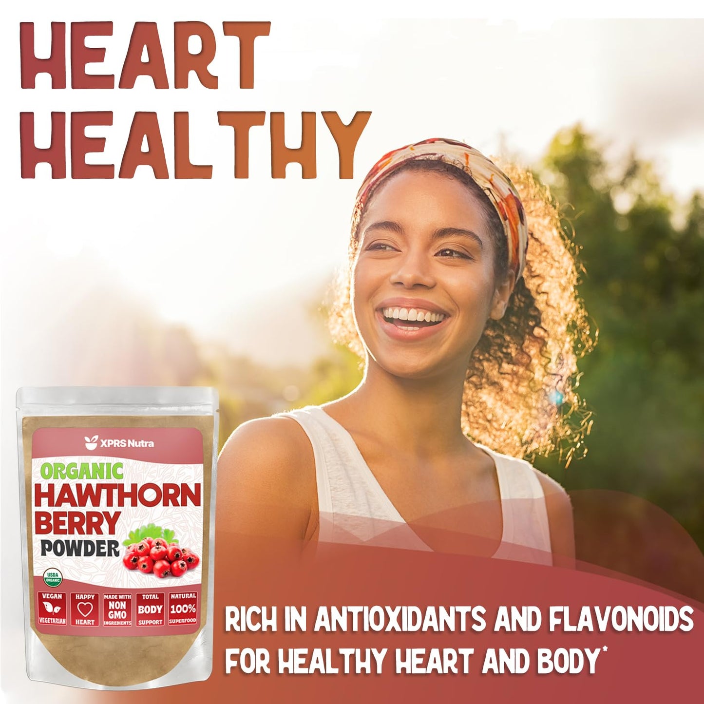 XPRS Nutra Organic Hawthorn Berry Powder – Cardiovascular Support, USDA Organic (8 oz) – Vegan