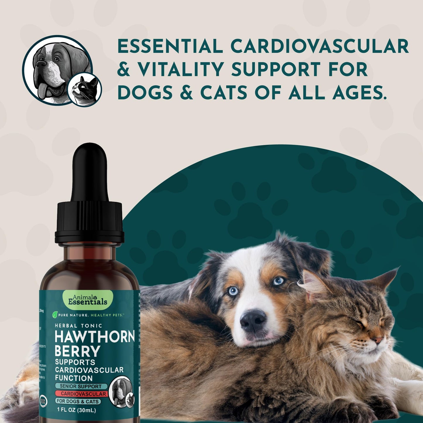 Animal Essentials Hawthorn Berry Supplement for Dogs & Cats – Heart Health Support