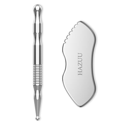 HAZUU Stainless Steel Gua Sha Tool & Acupuncture Pen – Deep Tissue Massage (JGS-3)