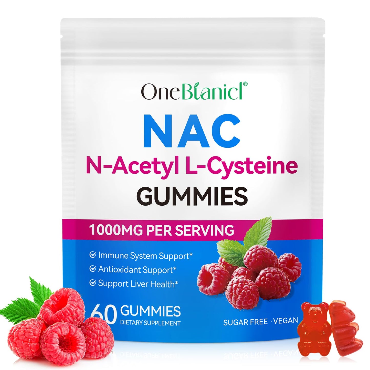 HBIKCLYC NAC Gummies | NAC Supplement for Immune Support | Sugar-Free, Non-GMO | 60 Count