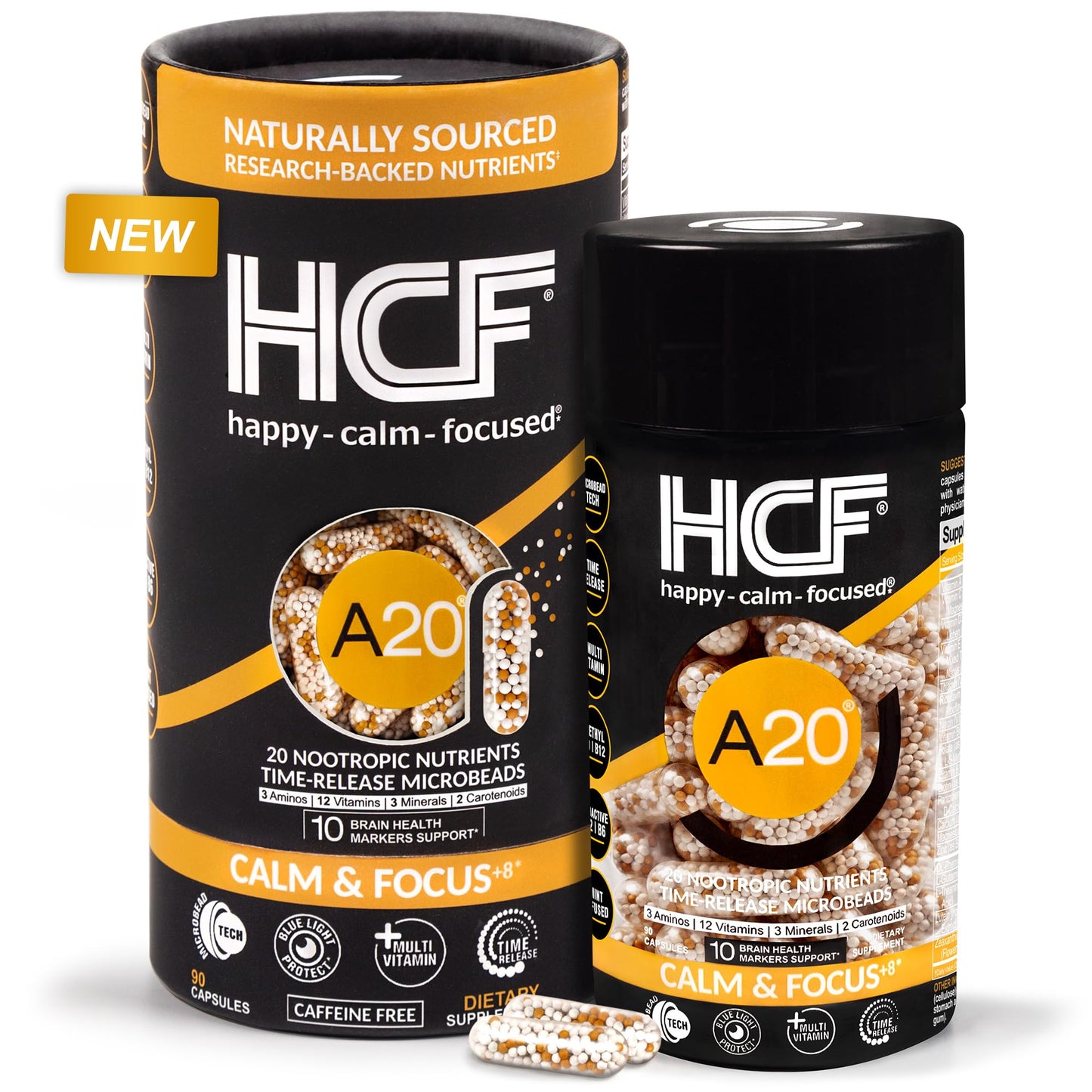 HCF A20 Microbead Brain Health Supplement | 20 Nootropics & 7 Advances