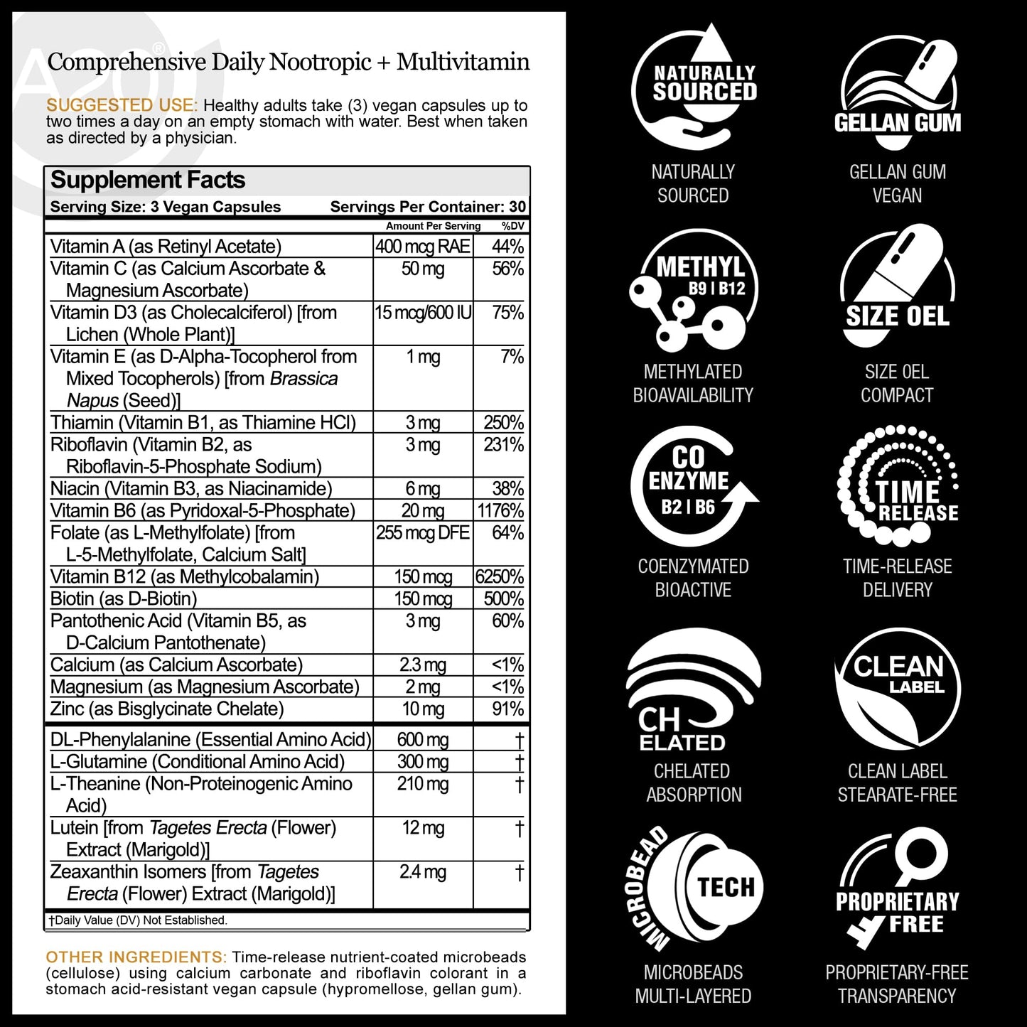 HCF A20 Microbead Brain Health Supplement | 20 Nootropics & 7 Advances