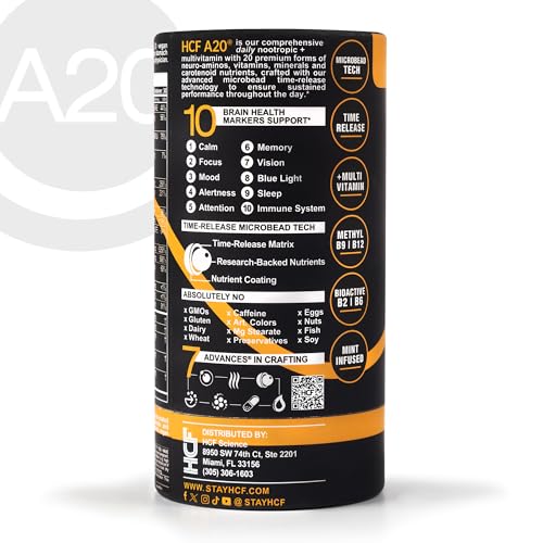 HCF A20 Microbead Brain Health Supplement | 20 Nootropics & 7 Advances