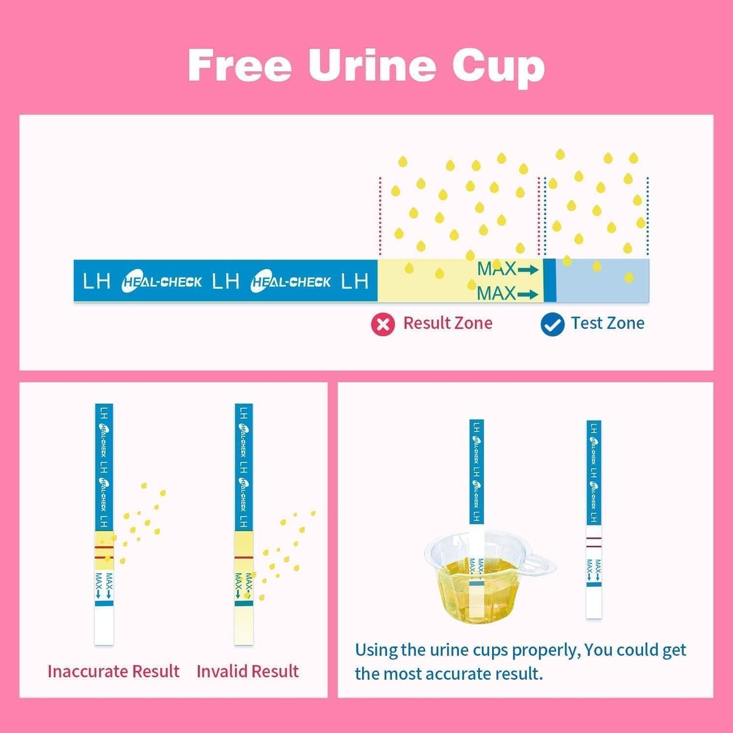 HEAL-CHECK 40 Count Ovulation Test Strips with Cups – Ovulation Predictor Kit, Bulk LH Tests for Home