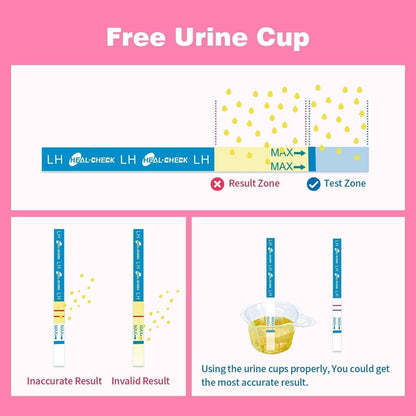 HEAL-CHECK 40 Count Ovulation Test Strips with Cups – Ovulation Predictor Kit, Bulk LH Tests for Home