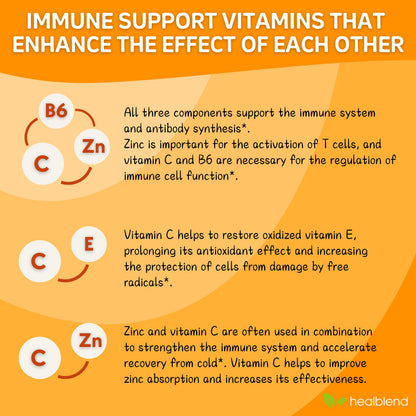 HealBlend 10 in 1 Immune Support Supplement Booster – Elderberry, Zinc, Echinacea, Turmeric, Probiotics | Adults 120 Capsules