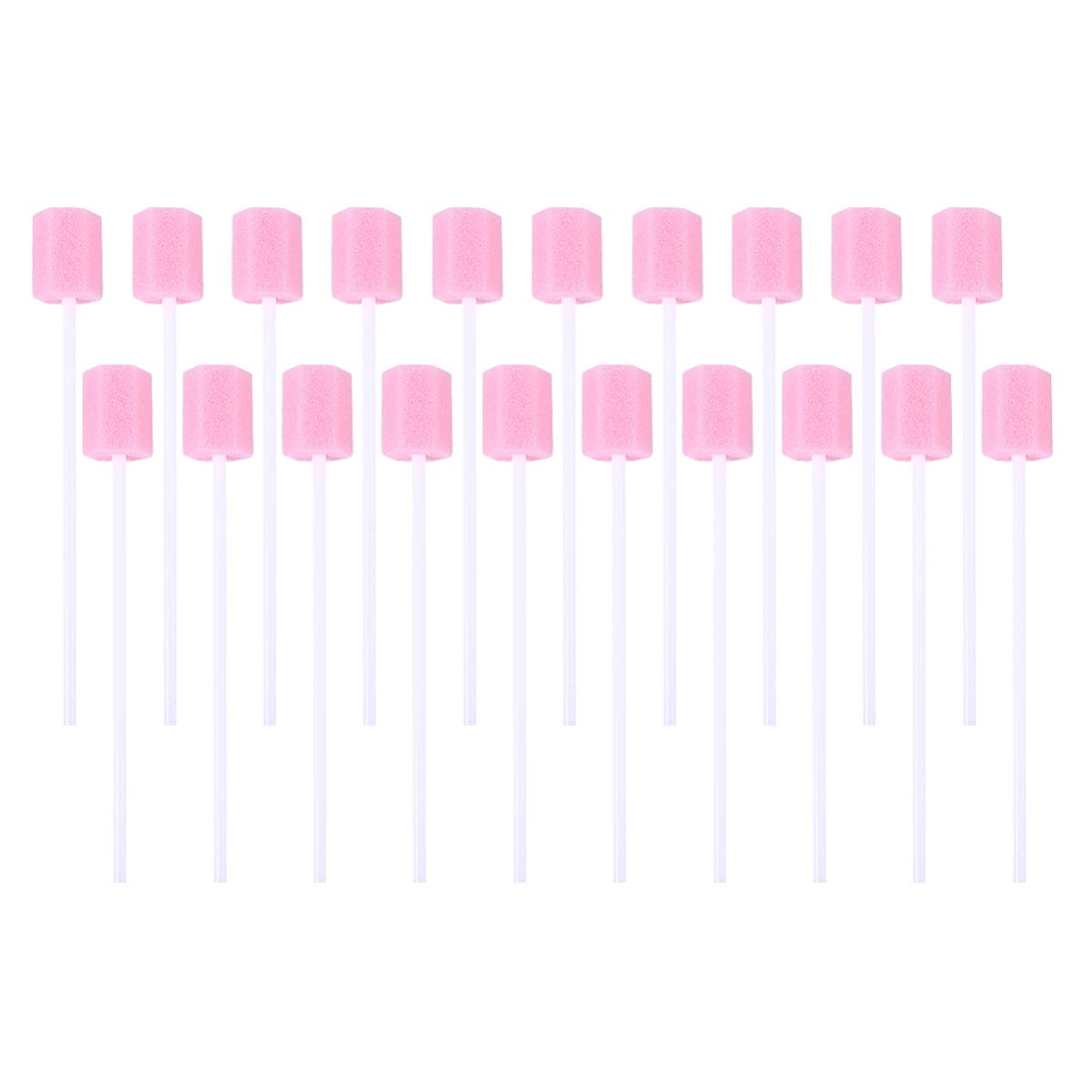 Healifty 200Pcs Disposable Oral Swabs - Pink Mouth Cleaning Sponge for Oral Care
