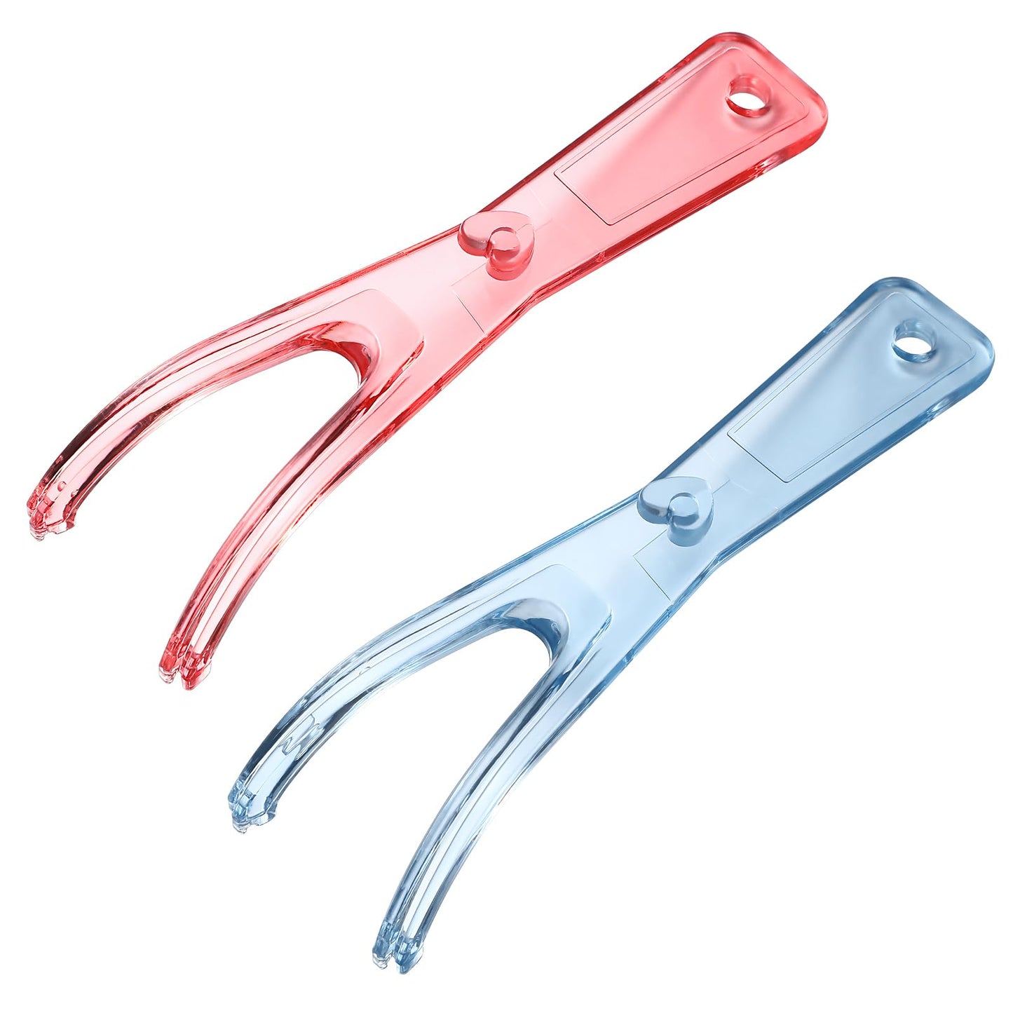 Healifty Dental Floss Holder - 2 Pack Reusable Floss Handles (Pink/Blue)