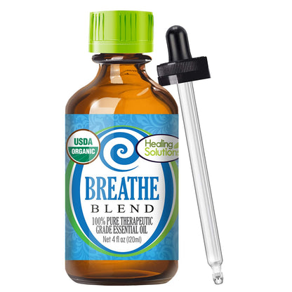 Healing Solutions Breathe Essential Oil Blend – 4 oz, Organic & Pure