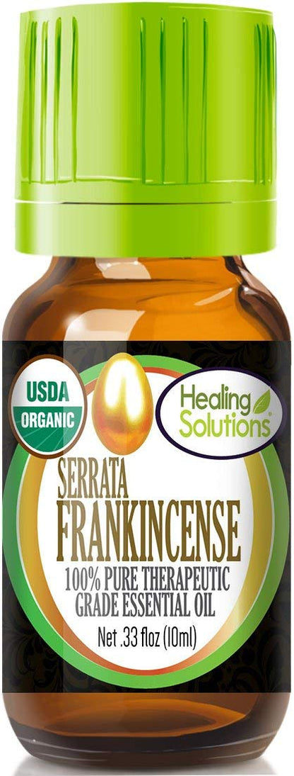 Healing Solutions Organic Frankincense Essential Oil 0.33 oz – Pure Undiluted Oil for Hair, Skin & Diffuser