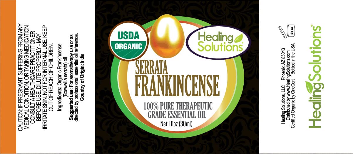 Healing Solutions Organic Frankincense Essential Oil 1 oz | Pure Frankincense for Skin & Face