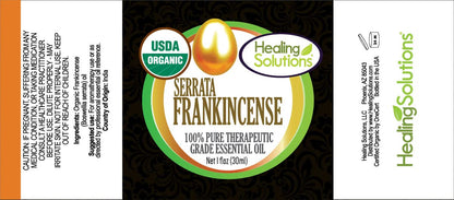 Healing Solutions Organic Frankincense Essential Oil 1 oz | Pure Frankincense for Skin & Face