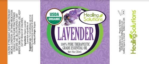 Healing Solutions Lavender Essential Oil 1 oz – Organic, Pure & Undiluted for Skin & Hair