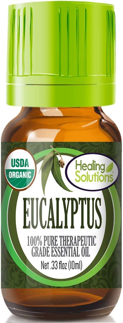 Healing Solutions Organic Eucalyptus Essential Oil (10ml) – USDA Organic, Pure & Undiluted