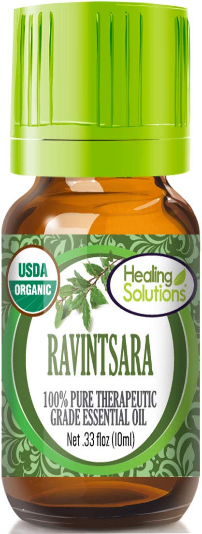 Healing Solutions Ravintsara Essential Oil 0.33 oz (10ml) – Organic Ravintsara Oil for Hair, Skin, Diffuser & Aromatherapy