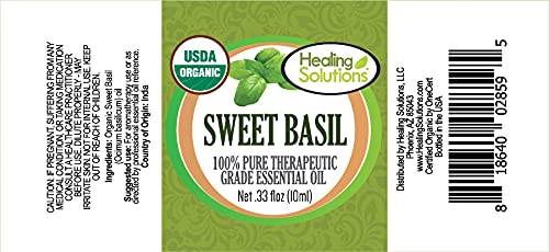 Healing Solutions Sweet Basil Essential Oil 10ml – Organic & Pure