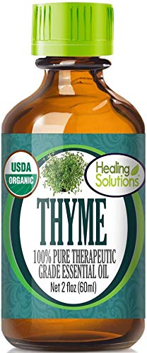 Healing Solutions Organic Thyme Essential Oil, 2 fl oz (60 ml) – 100% Pure & USDA Organic