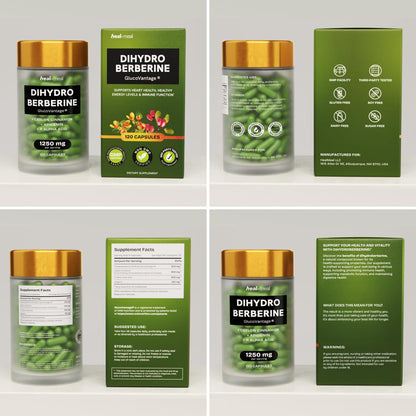 HealMeal Dihydroberberine Supplement - Enhanced Absorption with Cinnamon & R Alpha Lipoic Acid - 480 Caps (4 Packs)