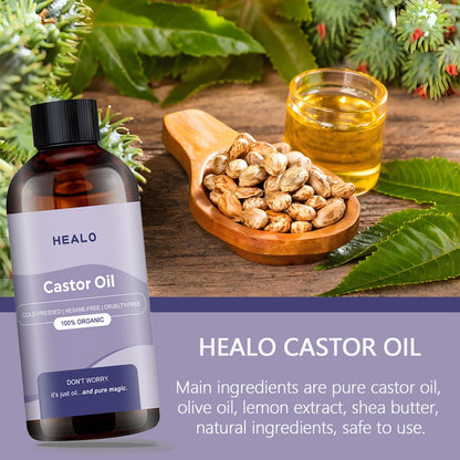 Healo Castor Oil Pack Wrap Kit – 3.38 oz, Reusable Wraps & Adjustable Straps
