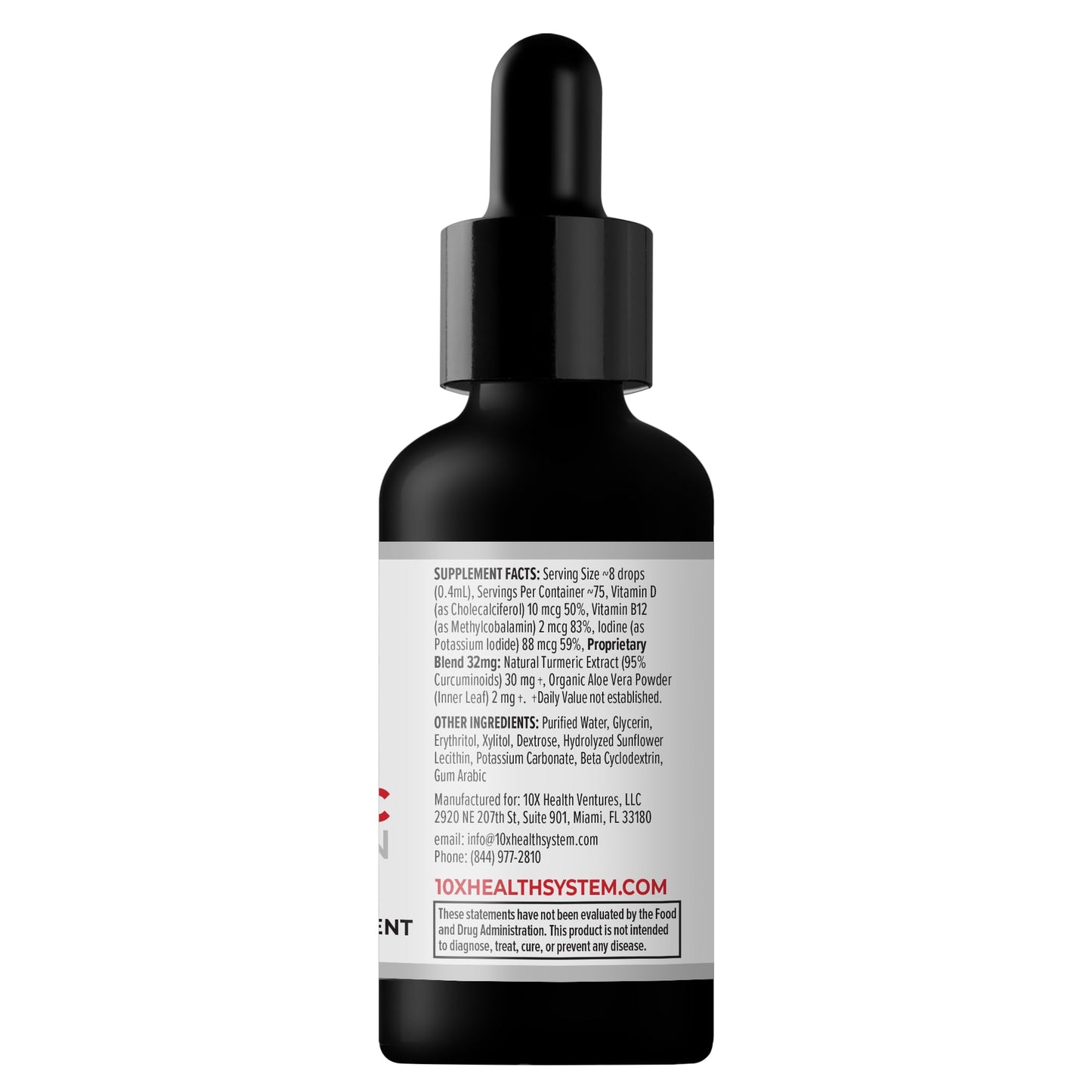 10X Health Turmeric Curcumin with Vitamin D3 & B12 | High-Absorption 30 mL Drops for Joint, Immunity & Heart Health