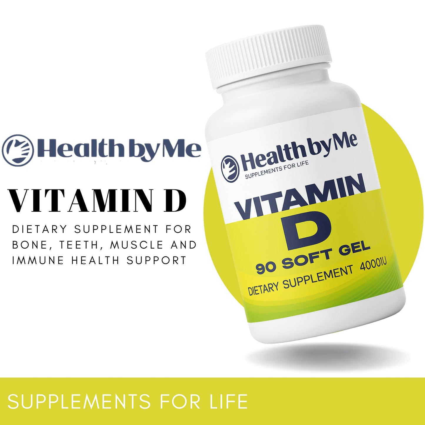 HEALTH BY ME Vitamin D3 4000 IU Softgels – Supports Bones, Teeth, Muscles & Immune Health