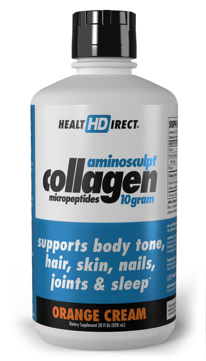 HEALTH DIRECT – AminoSculpt Liquid Collagen Micropeptides – 28 FL Oz – 28 Servings – 10 Grams of Premium Medical-Grade Liquid Collagen for Women – Orange Cream