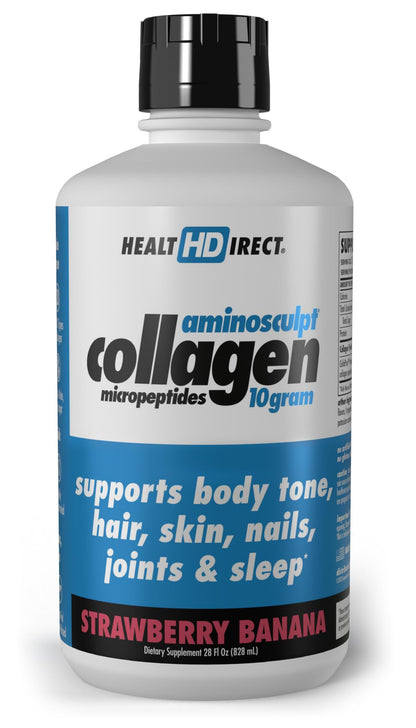 HEALTH DIRECT AminoSculpt Liquid Collagen Micropeptides – 28 oz | 28 Servings | 10 g Medical-Grade Liquid Collagen for Women – Strawberry Banana
