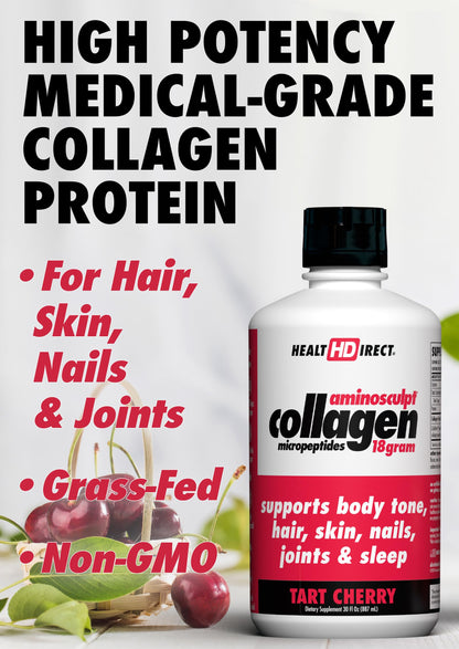 HEALTH DIRECT AminoSculpt Sugar-Free Liquid Collagen – Tart Cherry, 30 oz