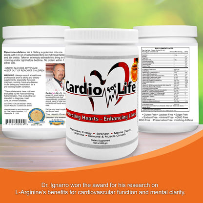 Health Guardian Cardio for Life L-Arginine Powder 16oz – Natural NO Support (Orange)